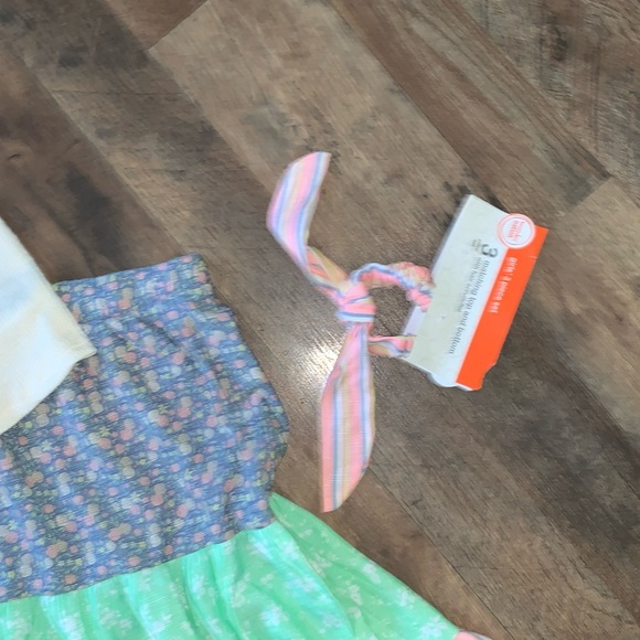 Wonder Nation NWT tiered skirt/shirt & scrunchie outfit set L 10/12 plus - Picture 3 of 5